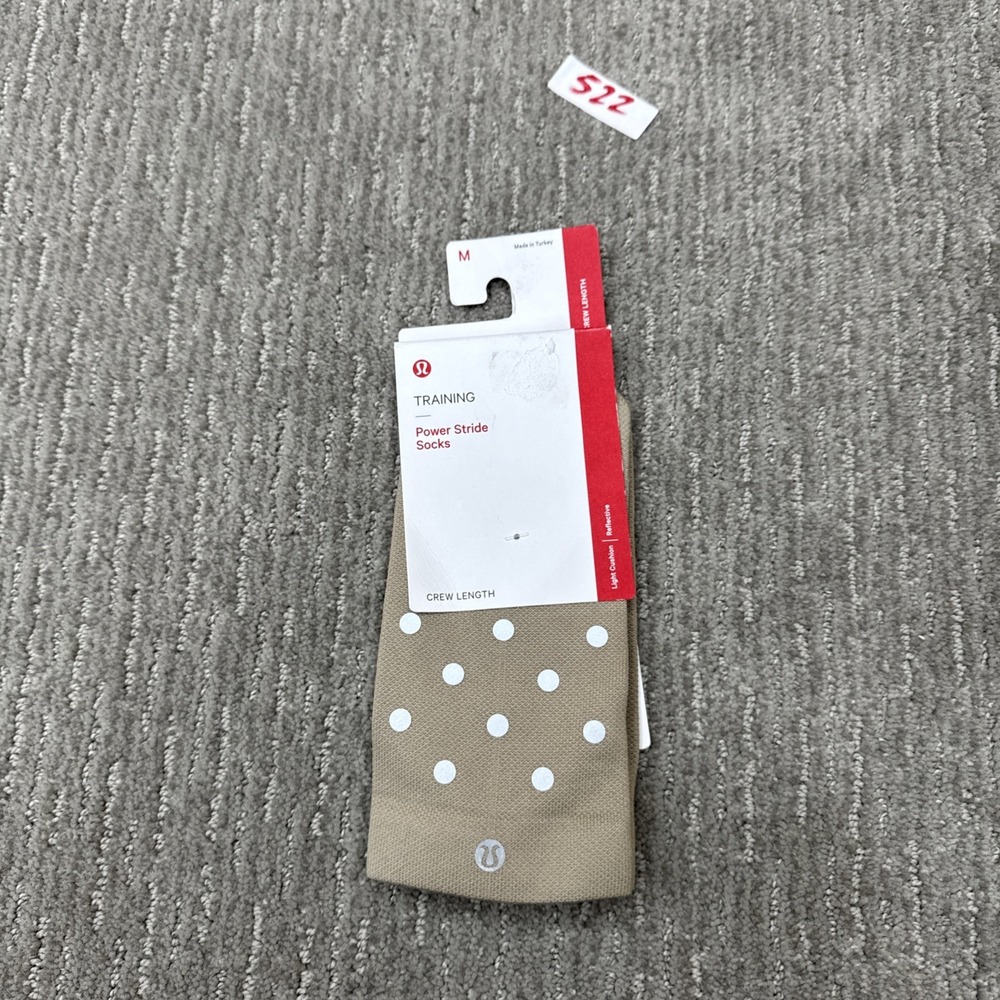 Lululemon Training Power Stride Socks Crew Length Size Medium #522